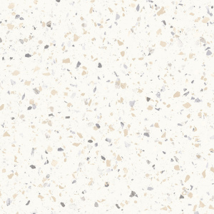 Sol vinyle Prestige Batitec - Coronet T10 aspect terrazzo blanc crème, parsemé de petits éclats beige et gris clair