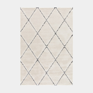 Tapis de salon graphique en relief - Louisa - Crème et noir