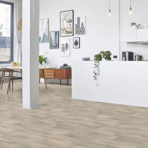 Sol PVC Premium Envers Textile - imitation Parquet grisé - Salon détente