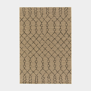 Tapis de salon ou terrasse Scandinave, design épuré beige et noir style nordique