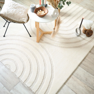 Tapis de salon - Néo Circle - Courbe écru et crème - chambre