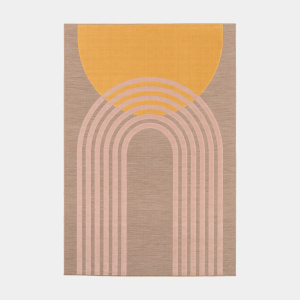 Tapis intérieur et extérieur en relief Luna beige, jaune, rose