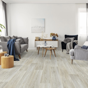 Sol Vinyle Interior - Imitation parquet chêne scandinave blanchi - salon