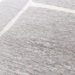 Tapis souple en tissu chenille recyclé Cubisme crème et grège - gros plan