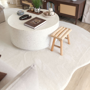 Grand tapis forme organique - Influence blanc crème - partenariat