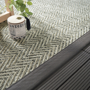 Tapis intérieur / extérieur - Java Chevron silver - Ganse anthracite - vue de près