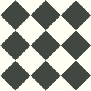 Sol vinyle Happy Days carrelage damier diagonal noir et blanc