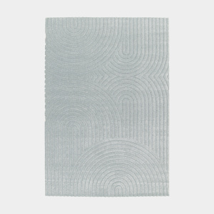 Tapis de salon rectangulaire en relief - Circle - Courbe gris bleuté, aux motifs arrondis apaisants
