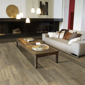 Sol Vinyle Textile Haute Performance - Imitation parquet vieilli cérusé gris - salon
