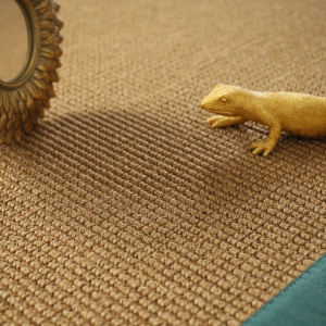 Tapis Sisal grosses boucles Cuba havane ganse vert émeraude - vue de près