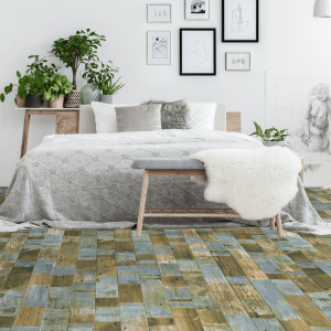 Sol Vinyle Podium - imitation Parquet bleuté - Chambre