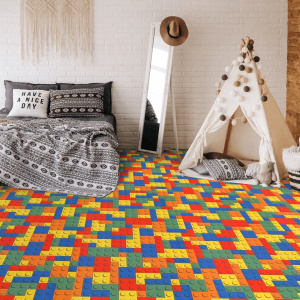 Sol ludique Vinyle pour les enfants - Motif Puzzle jeu de briques multicolore