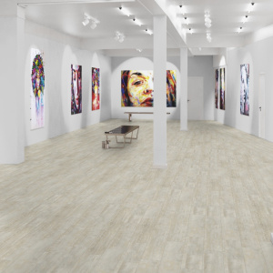 Lame vinyle Gerflor Creation 55 à coller White Lime, sol PVC bois clair en galerie lumineuse