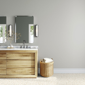 Dalle vinyle - Gerflor Senso Unik - Felizia azure dans une salle de bain contemporaine avec meuble en bois
