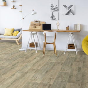 Sol Vinyle First - imitation Parquet marqué - Bureau détente