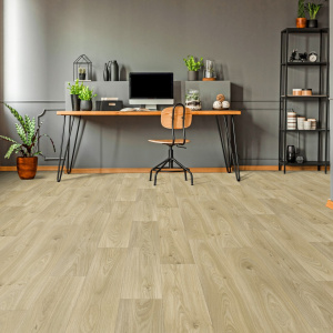 Sol Vinyle Textile Grande largeur - Aspect parquet chêne clair - Bureau