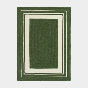 Tapis imitation fibres naturelles tressées Provence Vert forêt pour intérieur ou extérieur