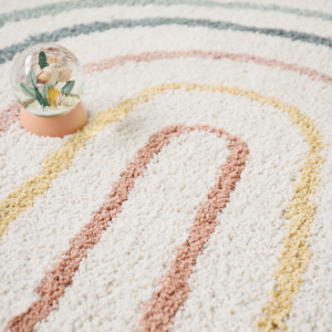 Tapis salon chambre poils longs couleurs pastel - vue de près