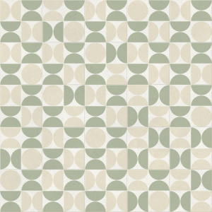 Détail du sol vinyle graphique Atelier Bauhaus Vert avec cercles et demi-cercles