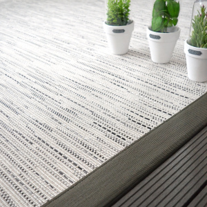 Tapis intérieur / extérieur - Bornéo blanc - Ganse anthracite - vue de près