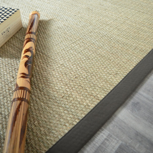 Tapis jonc de mer fin panama ganse coton anthracite