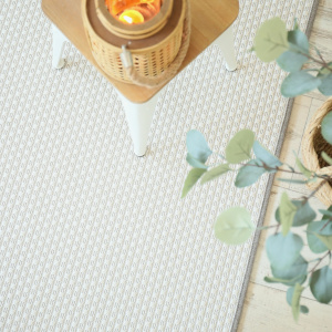 Tapis extérieur et intérieur tissé plat Sumatra blanc finition lin - vue de haut