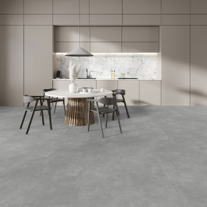 Dalle vinyle clipsable - Gerflor R55 Lock+ Acoustic - Rock pearl associée à une cuisine aux tonalités minérales