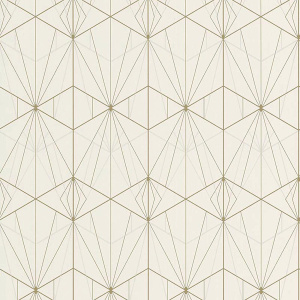 Papier peint vinyle sur intissé - Art déco - Crème motif géométrique or - Sans perspective