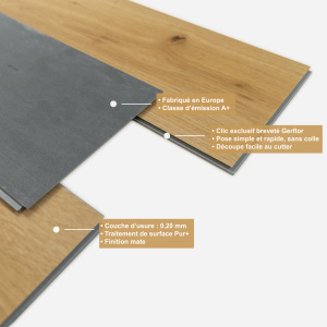 Lame vinyle - Gerflor Senso 20 Lock - Bark Medium avec effet bois aux nœuds apparents inspiré du parquet