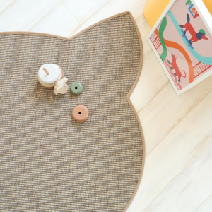 Tapis chat design - Miaou chic - Beige - vue du dessus