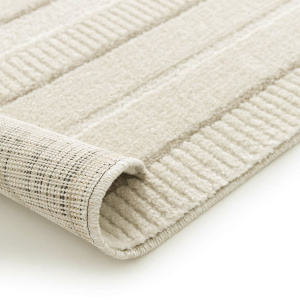 Tapis de salon courbe géométrique - Agosti - Écru et beige naturel - envers