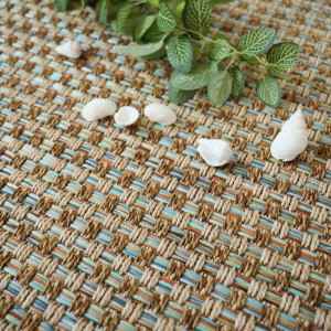 Tissé plat Népal natté multicolor bleu - gros plan
