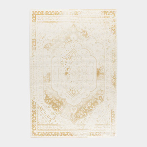 Tapis de salon ou chambre Soraya crème et doré à motif persan en relief revisité