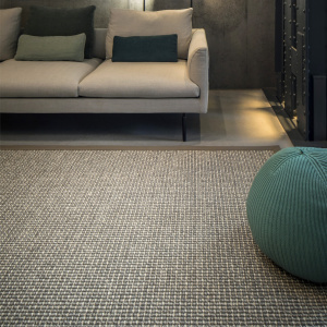 Tapis sur mesure Laine et sisal Caloundra grosses boucles - Gris - salon