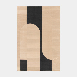 Tapis intérieur et extérieur en relief - Roma - Beige et noir