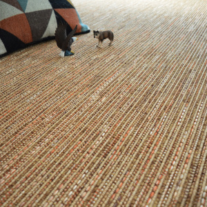 Tapis intérieur / extérieur en tissé plat Bornéo nature ganse caramel - matière