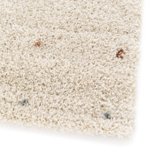 Tapis doux à poils longs - Sofia - Écru et pois colorés - coin