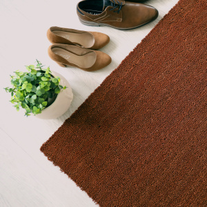 Tapis sur mesure Paillasson Brosse Coco 17mm - Rouille - Vue de haut