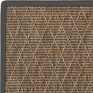 Tapis intérieur / extérieur Timika - Marron camel - Galon noir, tissage plat aux nuances brunes avec finition galon noir
