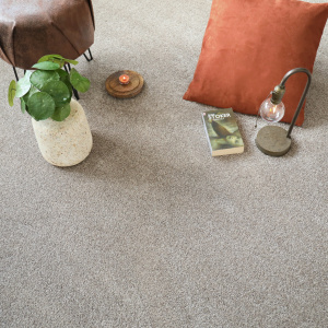 Tapis moquette poils longs grège clair - vue de loin