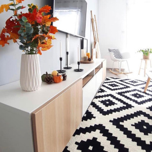 Tapis Graphique - noir et blanc cassé - Salon