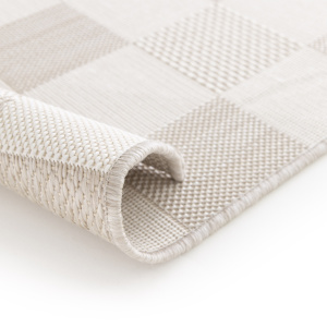 Tapis motif damier en matière recyclée - Andy - Beige - envers