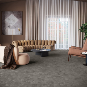 Moquette douce Hypnose Marron brun dans un salon élégant avec canapé capitonné