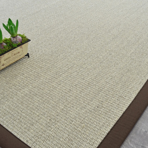 Tapis Sisal Quintana blanchi ganse polypropylène chocolat