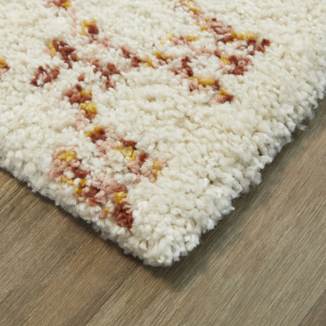 Tapis damier à poils longs - Pixel - Effet terracotta - coin