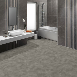 Sol Vinyle textile Rénove - Envers gris - Béton lissé gris taupe - salle de bain