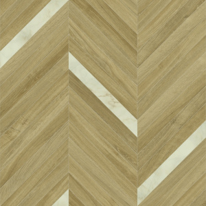 Revêtement vinyle éco-conçu chevrons marbre et chêne blanc et naturel – vue matière