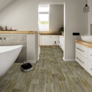 Sol Vinyle Interior - Imitation parquet chêne scandinave vieilli - salle de bain
