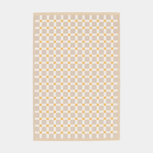 Tapis à motif carreaux en matière recyclée - Pauline - Beige et ocre