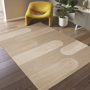 Tapis intérieur et extérieur en relief - Capri - Marron et beige - salon